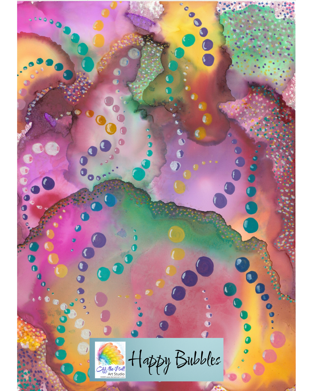 LTD EDITION SIGNED MATTE PRINTS FOR "HAPPY BUBBLES" WITH ALCOHOL INK & ACRYLIC MARKERS
