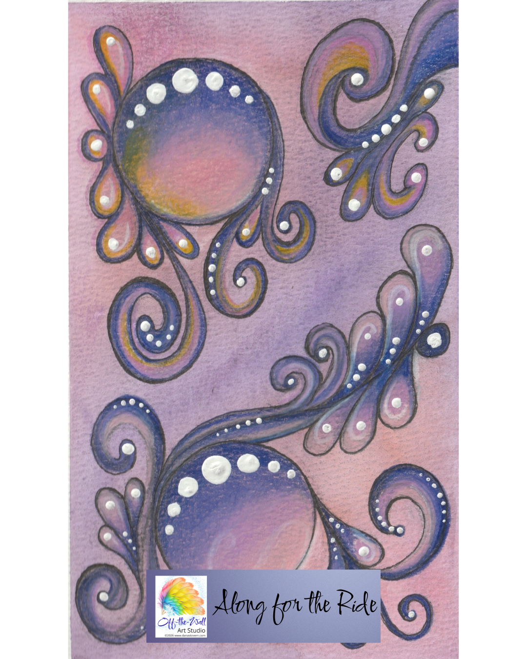 LTD EDITION SIGNED MATTE PRINTS FOR "ALONG FOR THE RIDE" WITH WATERCOLOR & MIXED MEDIA