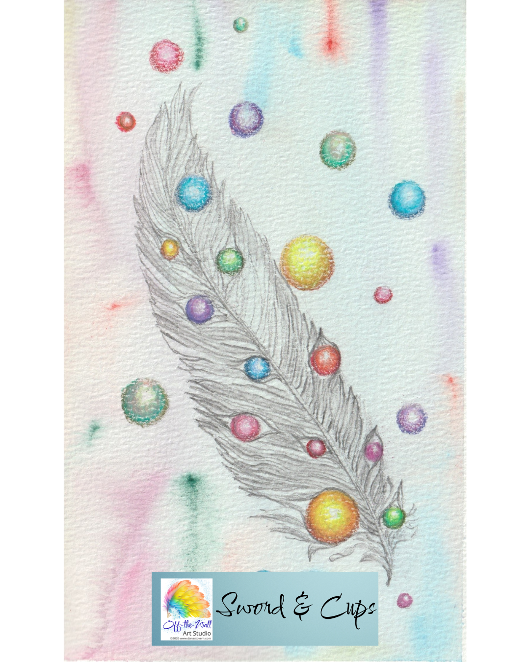 LTD EDITION SIGNED MATTE PRINTS FOR "SWORD & CUPS" WITH WATERCOLOR, COLOR PENCIL & PENCIL
