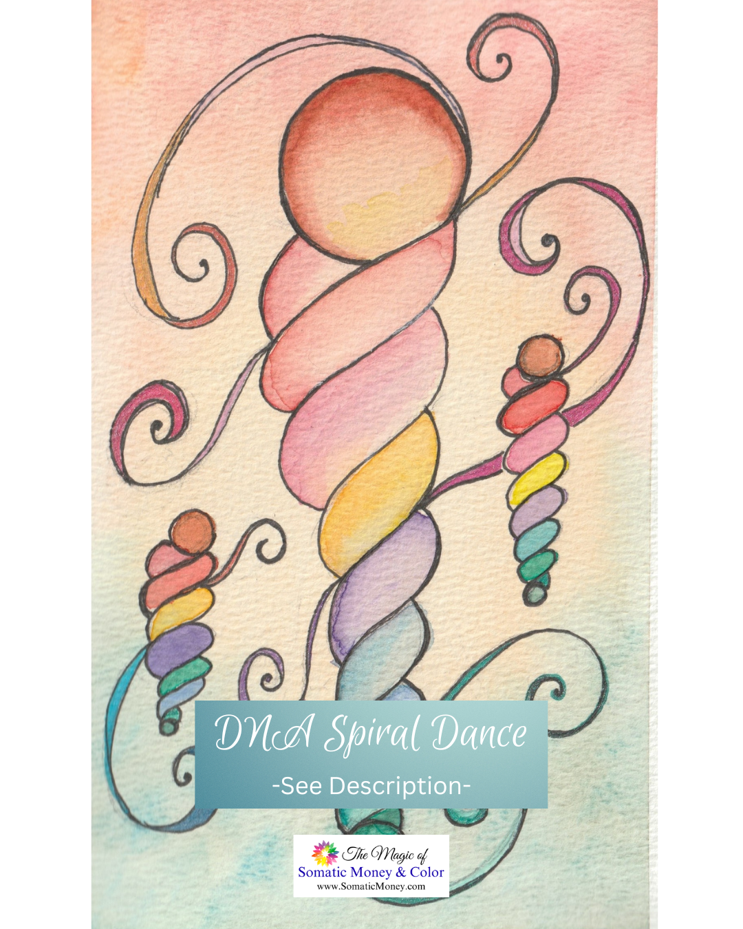 LTD EDITION SIGNED MATTE PRINTS FOR "DNA SPIRAL DANCE" WATERCOLOR, ACRYLIC BLACK, GEL PEN