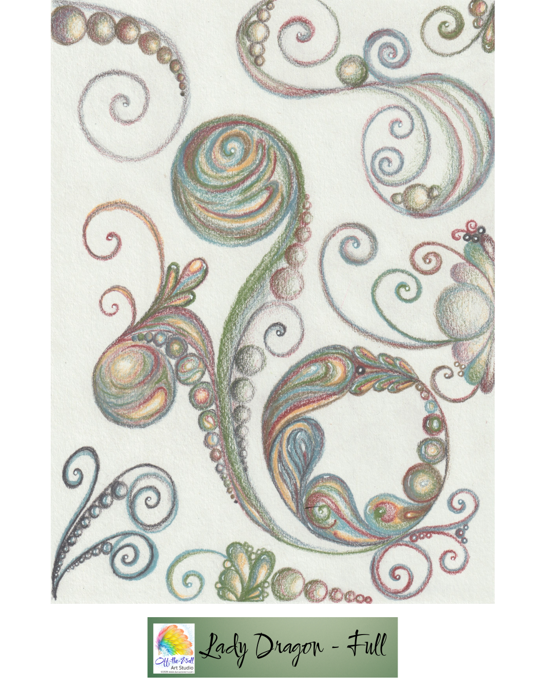 SIGNED MATTE 8.5" x 11" PRINT FOR "LADY DRAGON" WITH COLOR PENCIL