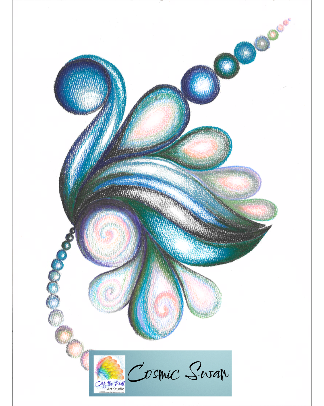LTD EDITION SIGNED MATTE PRINTS IN 3 SIZES FOR "COSMIC SWAN" WITH COLORED PENCIL