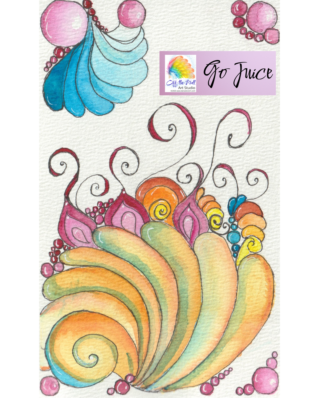 LTD EDITION SIGNED MATTE PRINTS FOR "GO JUICE" WITH WATERCOLOR & MIXED MEDIA