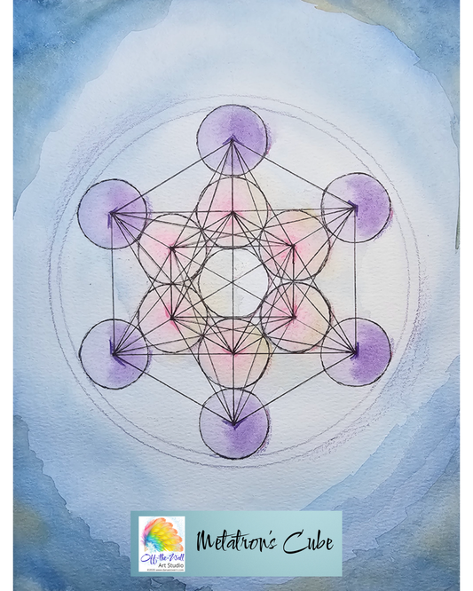 LTD EDITION SIGNED MATTE PRINTS FOR "METATRON'S CUBE" WITH WATERCOLOR & MIXED MEDIA