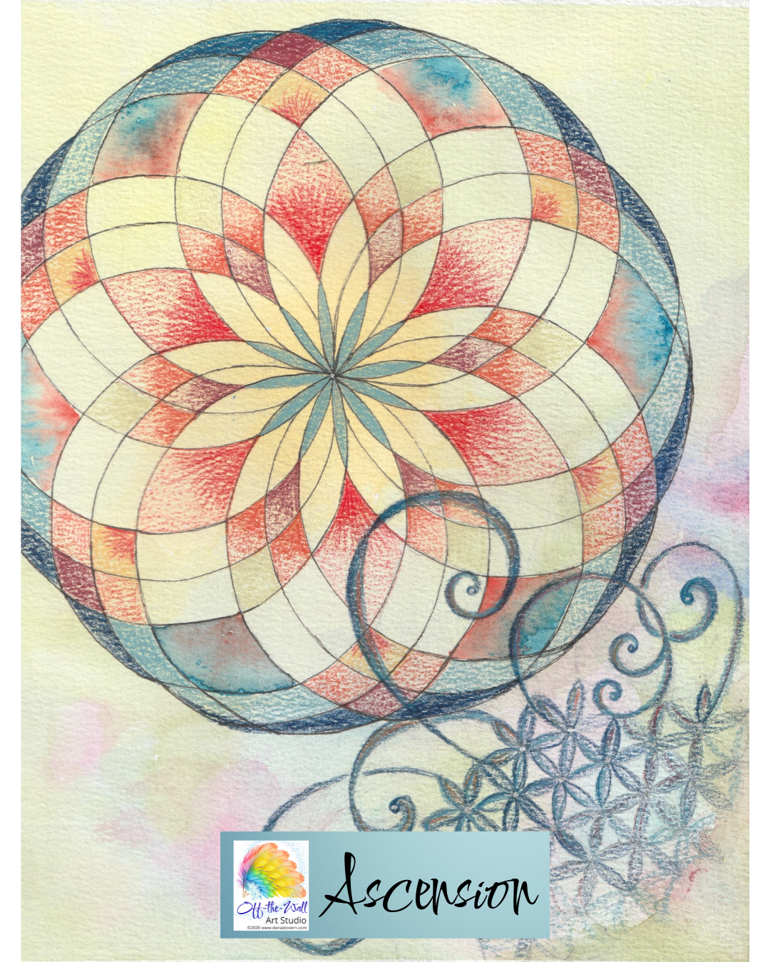LTD EDITION SIGNED MATTE PRINTS FOR "ASCENSION" WITH WATERCOLOR, COLORED PENCIL & BLACK ACRYLIC