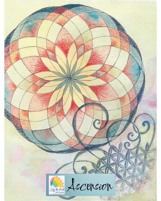LTD EDITION SIGNED MATTE PRINTS FOR "ASCENSION" WITH WATERCOLOR, COLORED PENCIL & BLACK ACRYLIC