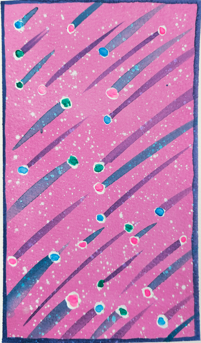 ORIGINAL + MEDIUMSHIP MESSAGE: "HAPPY PINK!" WATERCOLOR ABSTRACT ON COLD PRESS