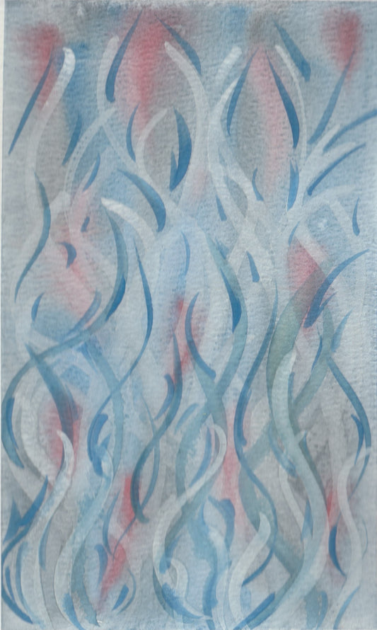 ORIGINAL + MEDIUMSHIP MESSAGE: "BLUE WAVING TO YOU" WATERCOLOR ABSTRACT ON COLD PRESS
