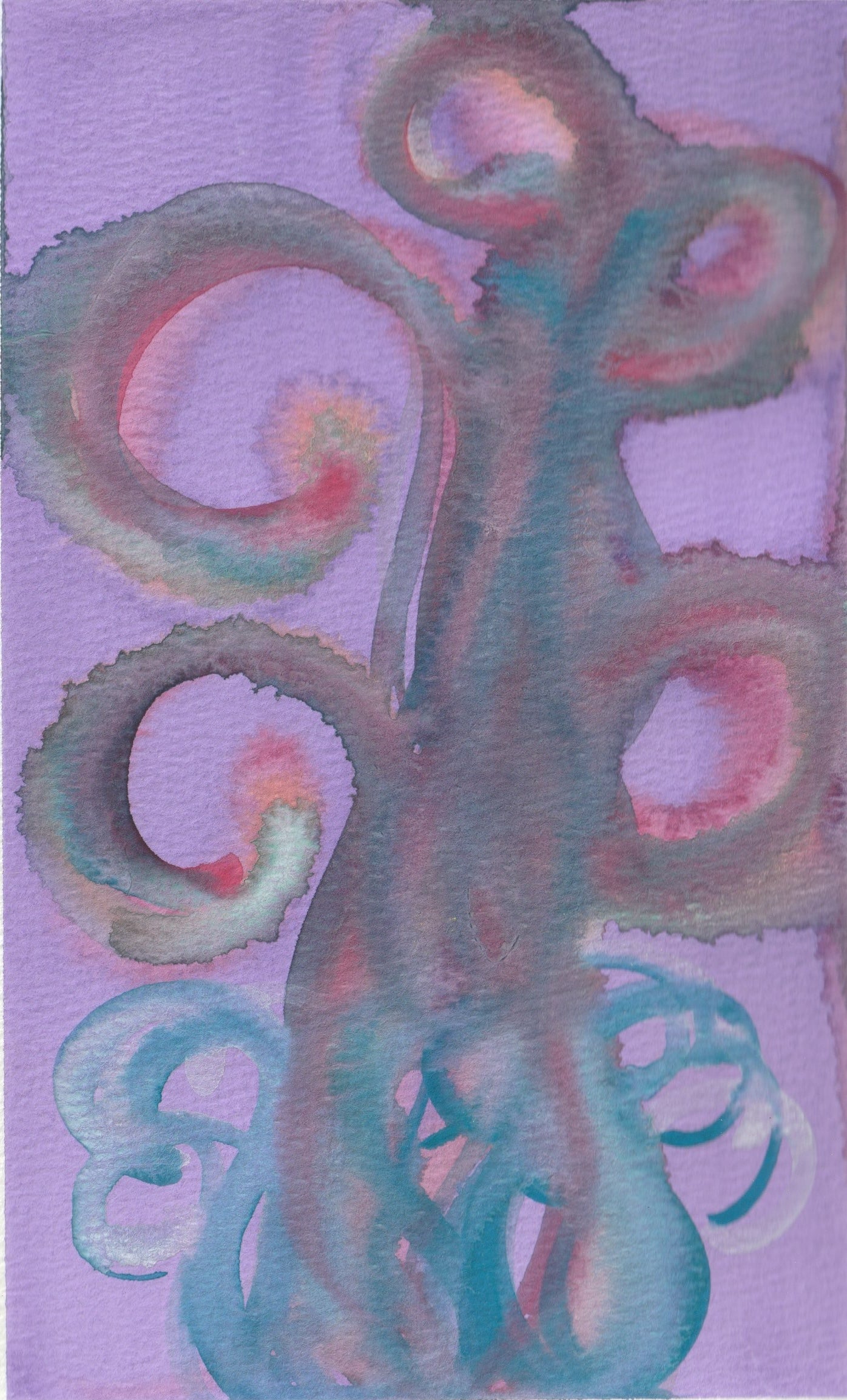 ORIGINAL: "LIKE LOCH NESS" WATERCOLOR ABSTRACT ON COLD PRESS