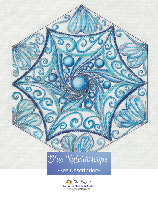 LTD EDITION SIGNED MATTE PRINTS FOR "BLUE KALEIDOSCOPE" WITH COLORED PENCILS & ACRYLIC BLACK MARKER