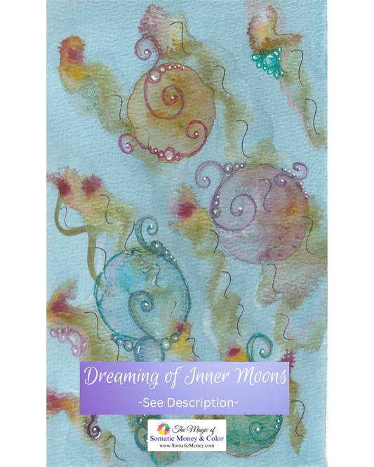 LTD EDITION SIGNED MATTE PRINTS FOR "DREAMING OF INNER MOONS" WITH WATERCOLOR, COLOR PENCIL, GEL PENS, BLACK ACRYLIC