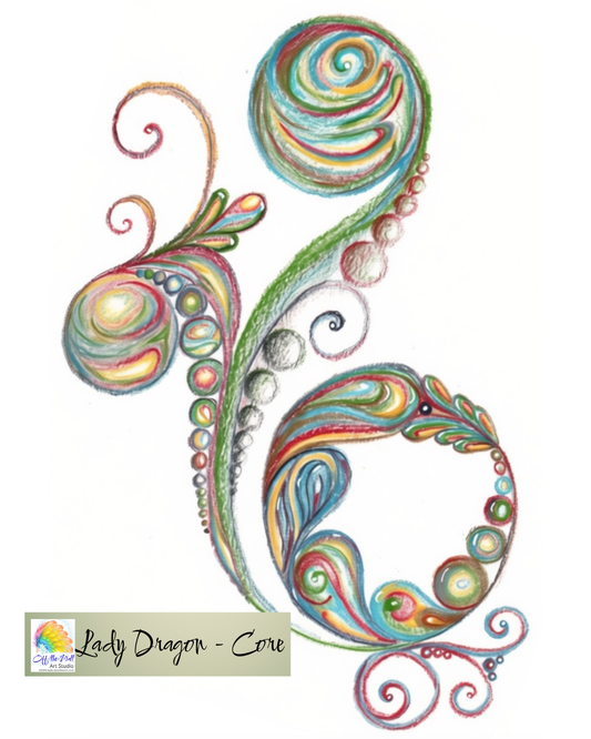 SIGNED MATTE 5" x 7" PRINT FOR "LADY DRAGON - CORE" WITH COLOR PENCIL