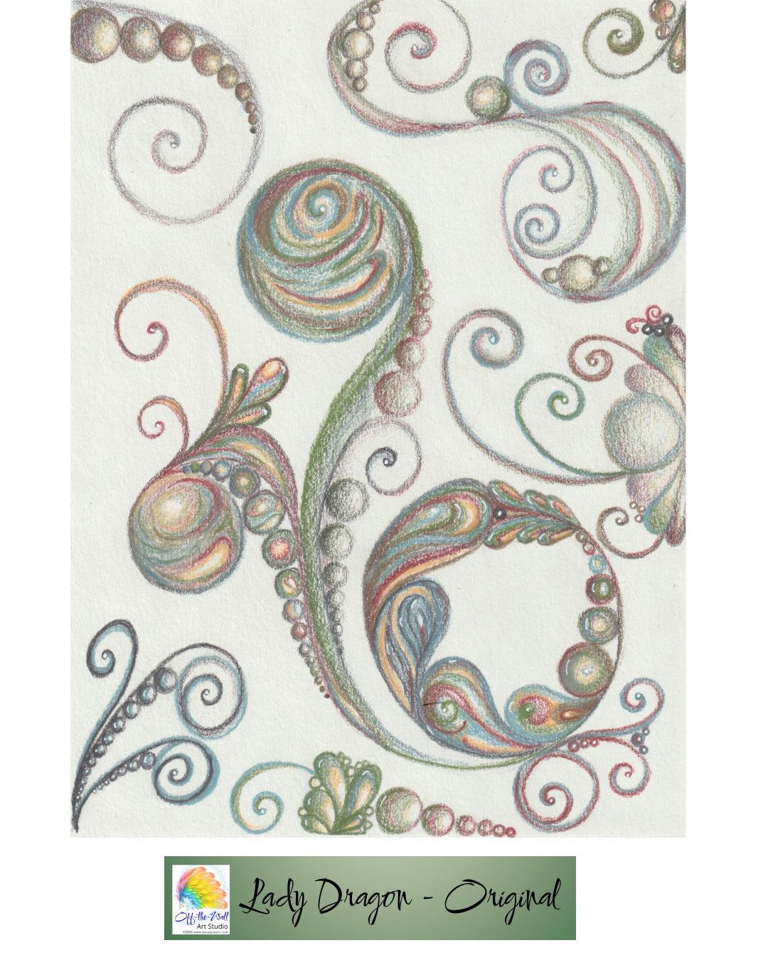 ORIGINAL SIGNED 8.5" x 11" FOR "LADY DRAGON" WITH COLOR PENCIL