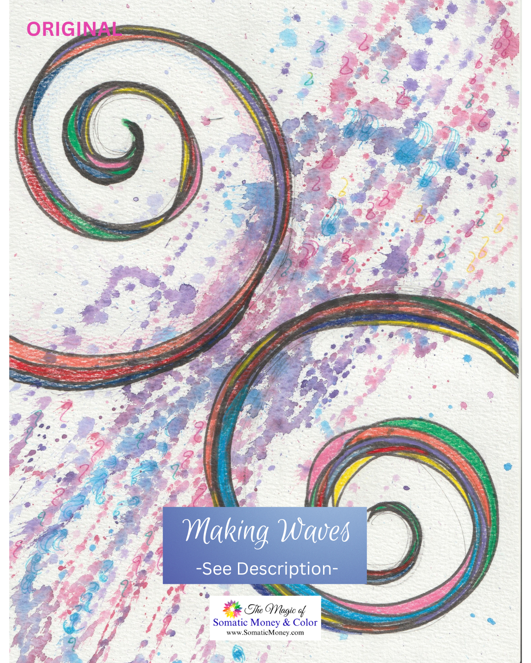 SIGNED ORIGINAL "MAKING WAVES" WATERCOLOR & MIXED MEDIA ON COLD PRESS