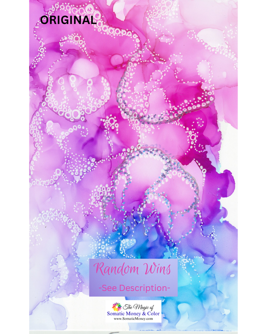 ORIGINAL: "RANDOM WINS" ALCOHOL DISPERSION ART WITH GEL PEN WHITE