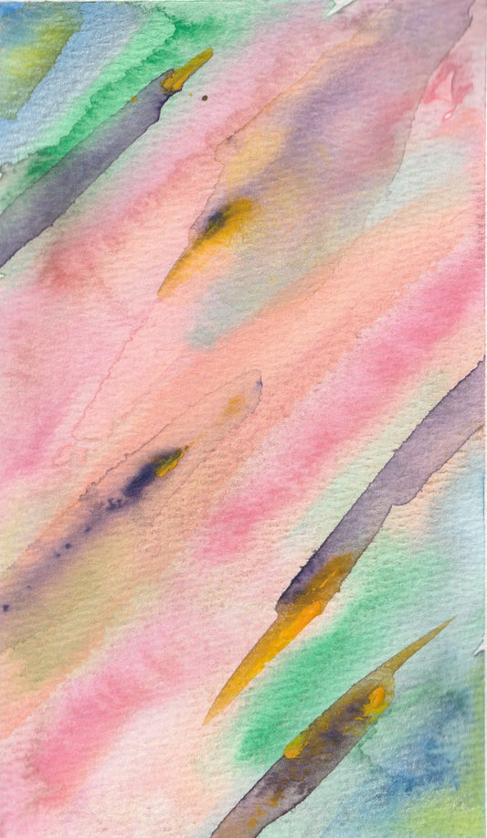 ORIGINAL + MEDIUMSHIP NOTE: "SOFT SPEARS" WATERCOLOR ABSTRACT ON COLD PRESS