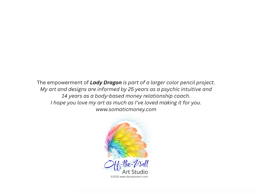 SET OF THREE (3) "LADY DRAGON" 5" x 7"  FEMME REVOLUTION GREETING CARDS (BLANK) WITH ENVELOPES