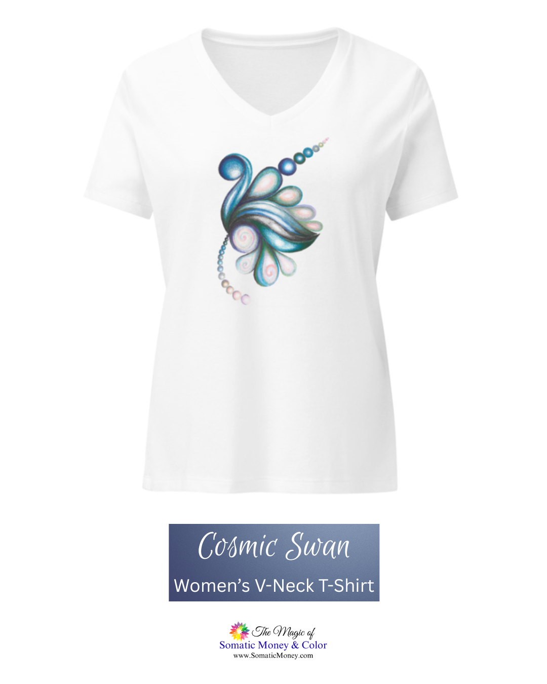 Cosmic Swan Women’s Relaxed V-neck T-shirt